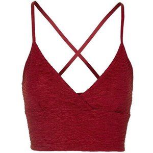 Topshop Red Strappy Textured Bralette Crop Top